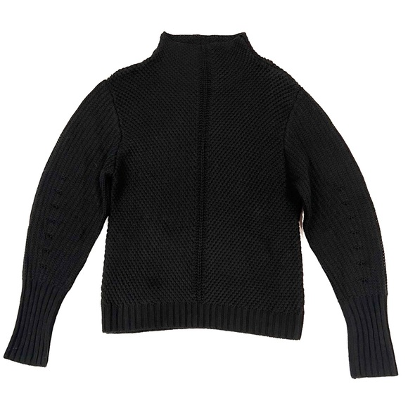 PURE / US Black Open Knit Funnel Turtleneck Sweater Womens Small EUC - Picture 2 of 10